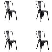 Kit 4 Cadeiras Banqueta Oficial Iron Tolix Preto - 1