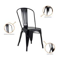 Kit 4 Cadeiras Banqueta Oficial Iron Tolix Preto - 5