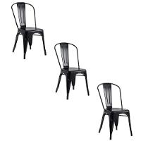 Kit 3 Cadeiras Banqueta Oficial Iron Tolix Preto - 1