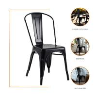 Kit 3 Cadeiras Banqueta Oficial Iron Tolix Preto