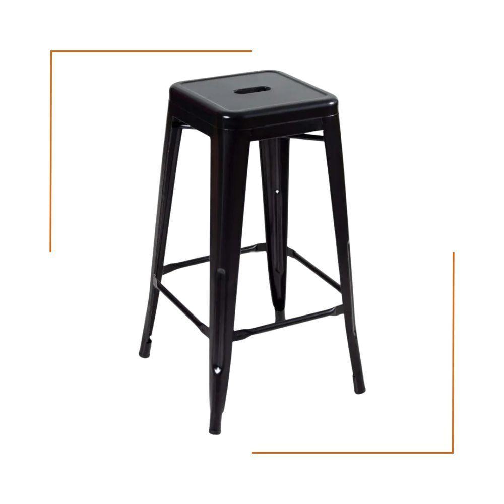 Kit 3 Cadeiras Banqueta Oficial Alta Iron Tolix Preto - 4