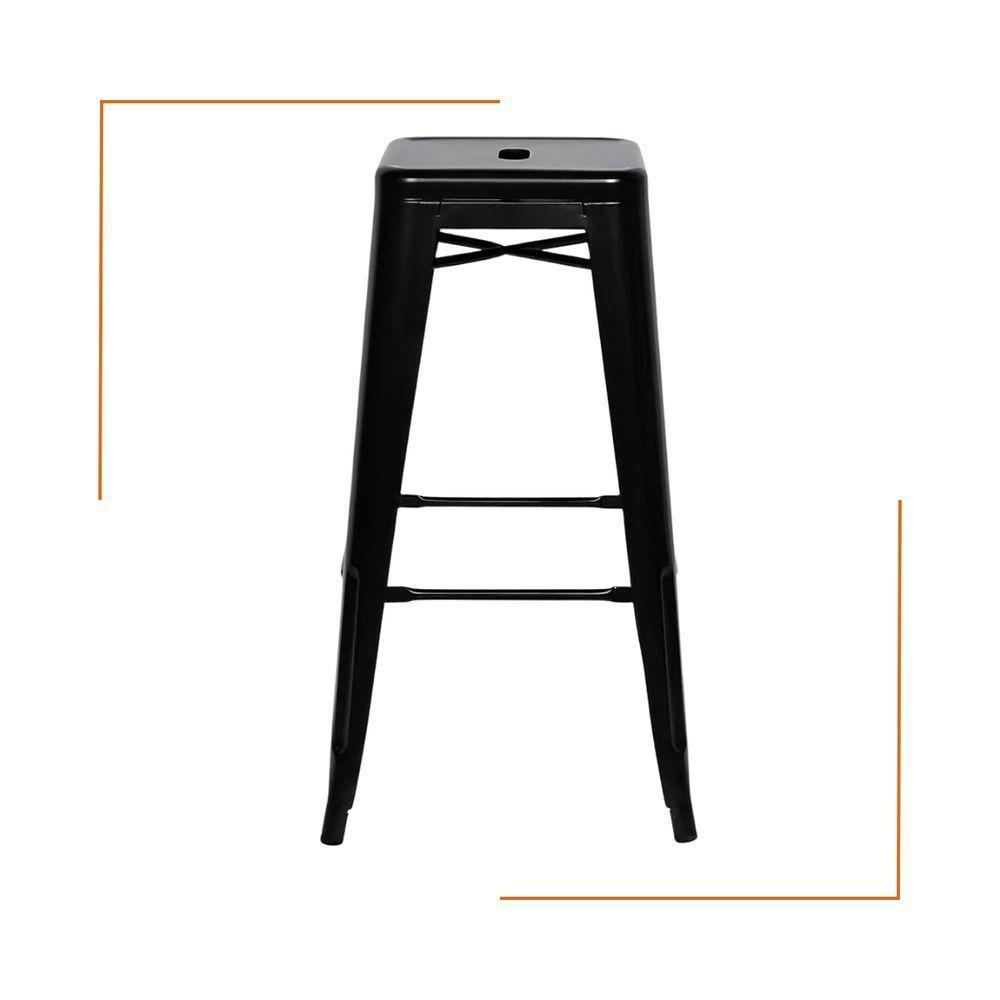 Kit 3 Cadeiras Banqueta Oficial Alta Iron Tolix Preto - 5