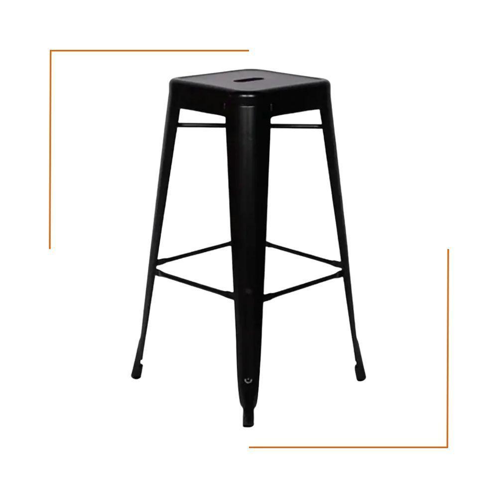 Kit 3 Cadeiras Banqueta Oficial Alta Iron Tolix Preto - 6