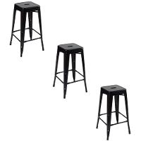 Kit 3 Cadeiras Banqueta Oficial Alta Iron Tolix Preto - 1