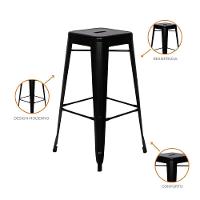 Kit 3 Cadeiras Banqueta Oficial Alta Iron Tolix Preto - 3