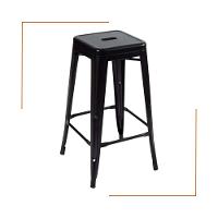 Kit 3 Cadeiras Banqueta Oficial Alta Iron Tolix Preto