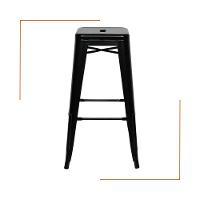 Kit 3 Cadeiras Banqueta Oficial Alta Iron Tolix Preto - 5