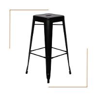 Kit 3 Cadeiras Banqueta Oficial Alta Iron Tolix Preto - 6