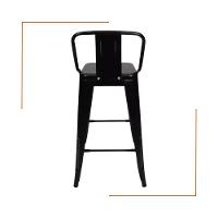 Kit 3 Cadeiras Banqueta Oficial Alta Iron Tolix Com Encosto Preto - 6