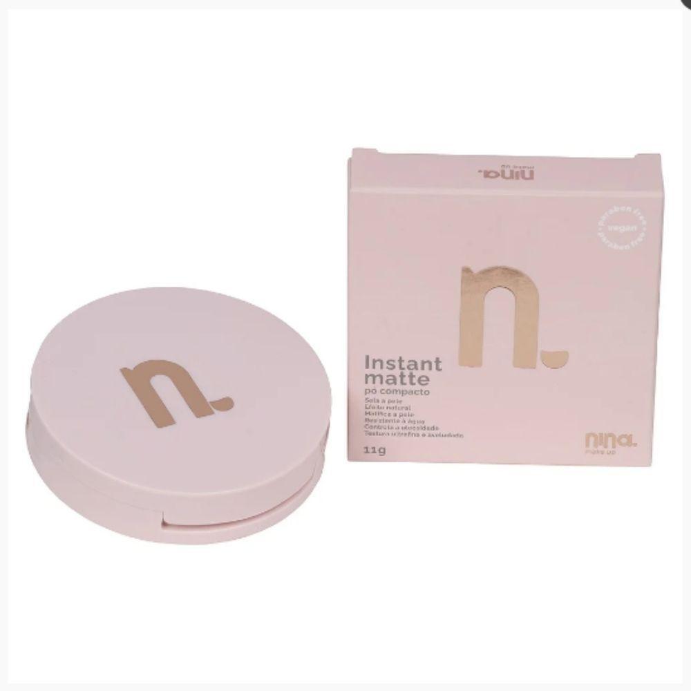 Kit Nina Makeup Base Líquida Basic+pó Comapcto Instant Cor 2 - 4