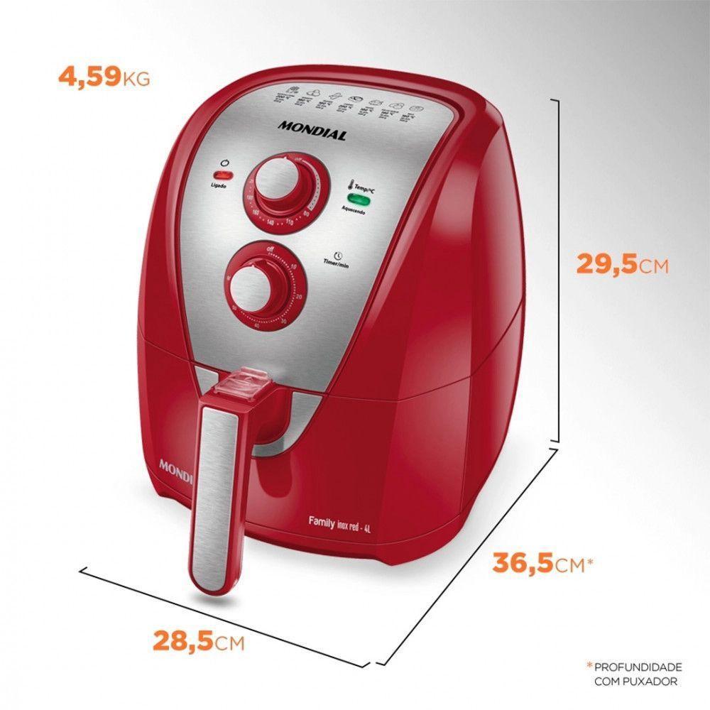 Fritadeira Eletrica Air Fryer Mondial 4L AFN40 Vermelho/inox - 220 V - 3