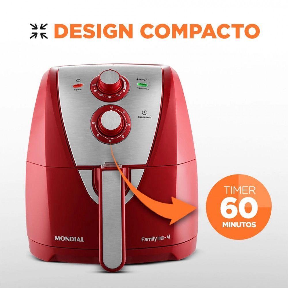 Fritadeira Eletrica Air Fryer Mondial 4L AFN40 Vermelho/inox - 220 V - 4