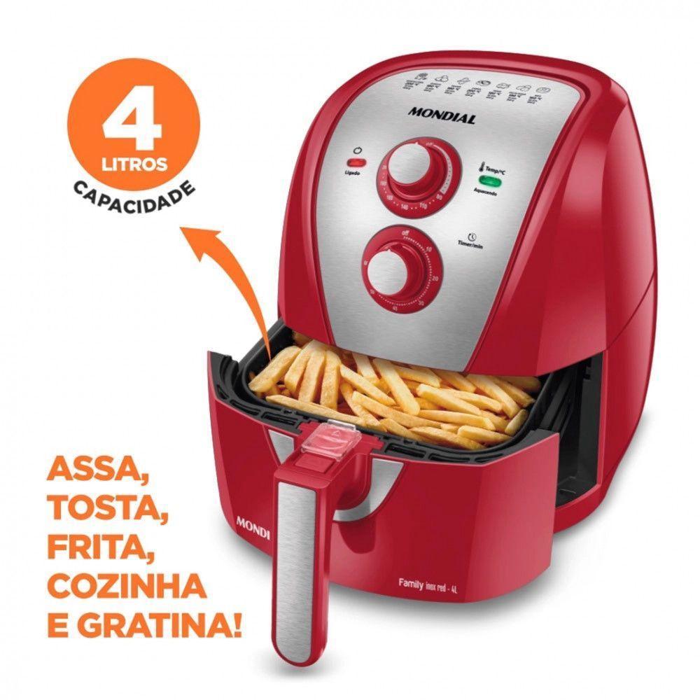 Fritadeira Eletrica Air Fryer Mondial 4L AFN40 Vermelho/inox - 220 V - 5