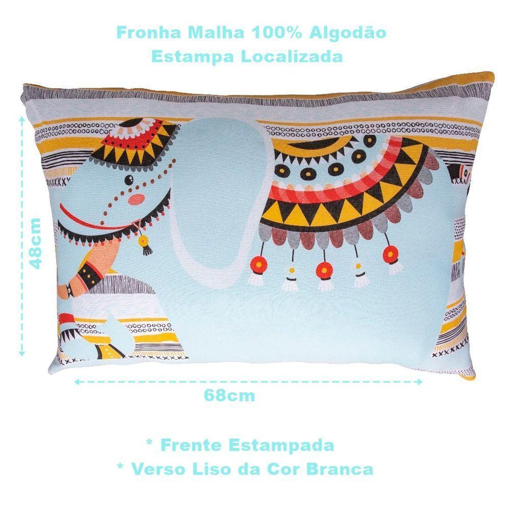 Fronha Portallar Malha 100% Algodão Estampa Localizada Safari 48cmx68cm Branco - 3