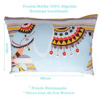 Fronha Portallar Malha 100% Algodão Estampa Localizada Safari 48cmx68cm Branco - 3