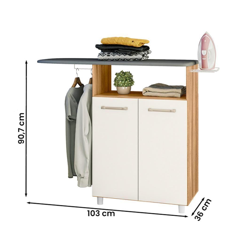 Tábua De Passar Roupa Com Armário Melissa Com 2 Portas Freijo-off White Freijo-off White - 4