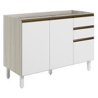 Balcao Para Pia 2p 3g 120cm Mdf Kali 16417 Bianco Toq Branco Uv Nicioli Bianco Toq Branco Uv - 1