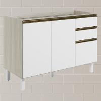 Balcao Para Pia 2p 3g 120cm Mdf Kali 16417 Bianco Toq Branco Uv Nicioli Bianco Toq Branco Uv - 2