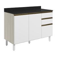 Balcao Com Tampo 2p 3g 120cm Mdf Kali 16417 Bianco Toq Branco Uv Nicioli Bianco Toq Branco Uv - 1