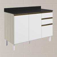 Balcao Com Tampo 2p 3g 120cm Mdf Kali 16417 Bianco Toq Branco Uv Nicioli Bianco Toq Branco Uv - 2