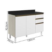 Balcao Com Tampo 2p 3g 120cm Mdf Kali 16417 Bianco Toq Branco Uv Nicioli Bianco Toq Branco Uv - 3