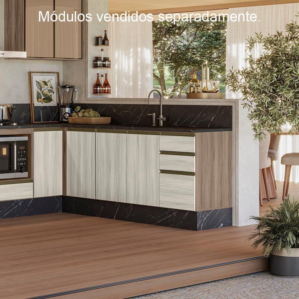 Balcao Para Pia 2p 3g 120cm Mdf Kali 16417 Carvalho Toq Bianco Toq Nicioli Carvalho Toq Bianco Toq - 7