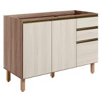 Balcao Para Pia 2p 3g 120cm Mdf Kali 16417 Carvalho Toq Bianco Toq Nicioli Carvalho Toq Bianco Toq - 1