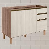 Balcao Para Pia 2p 3g 120cm Mdf Kali 16417 Carvalho Toq Bianco Toq Nicioli Carvalho Toq Bianco Toq - 2