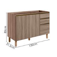 Balcao Para Pia 2p 3g 120cm Mdf Kali 16417 Carvalho Toq Carvalho Toq Nicioli Carvalho Toq Carvalho Toq - 3