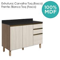 Balcao Com Tampo 2p 3g 120cm Mdf Kali 16417 Carvalho Toq Bianco Toq Nicioli Carvalho Toq Bianco Toq