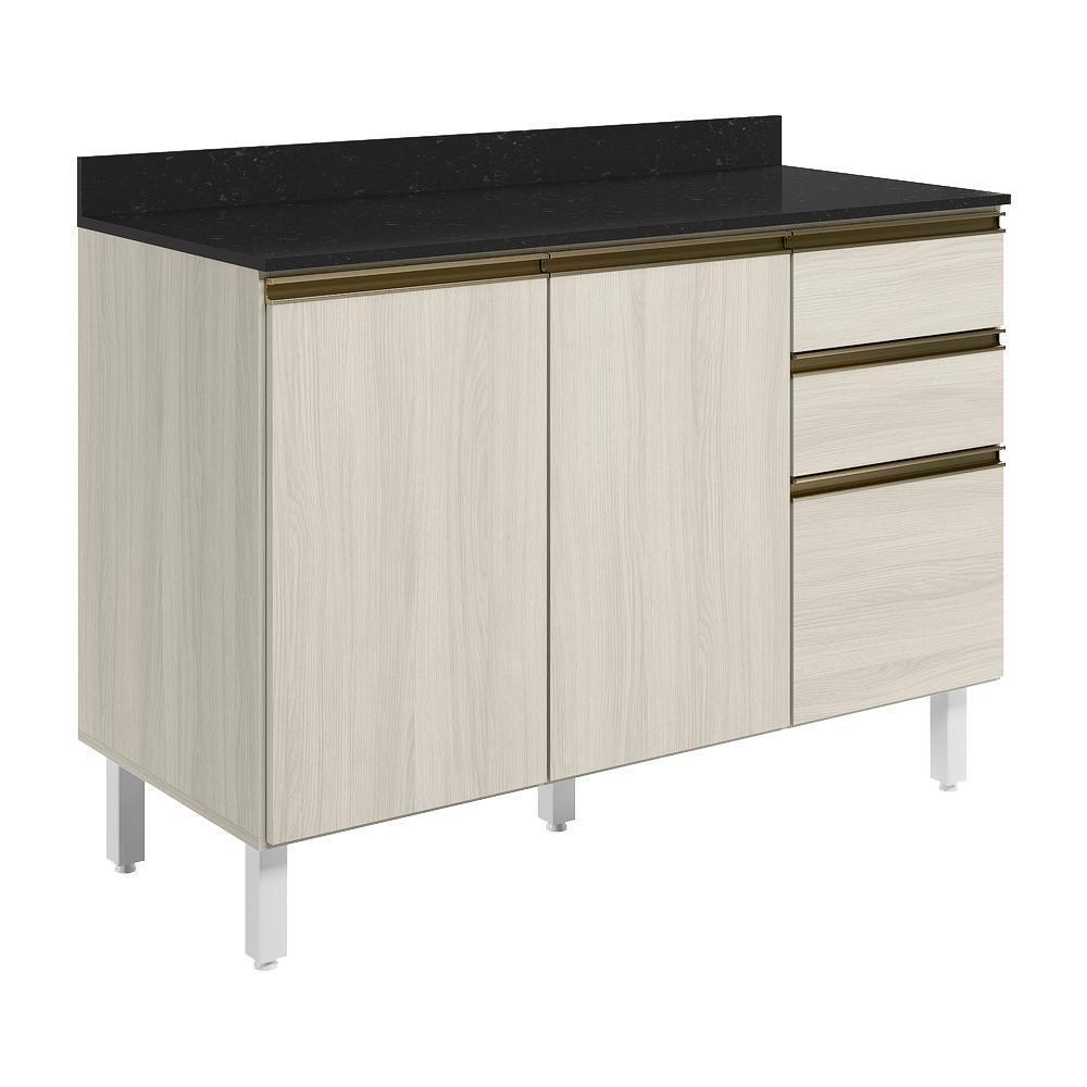 Balcao Com Tampo 2p 3g 120cm Mdf Kali 16417 Bianco Toq Bianco Toq Nicioli Bianco Toq Bianco Toq - 1