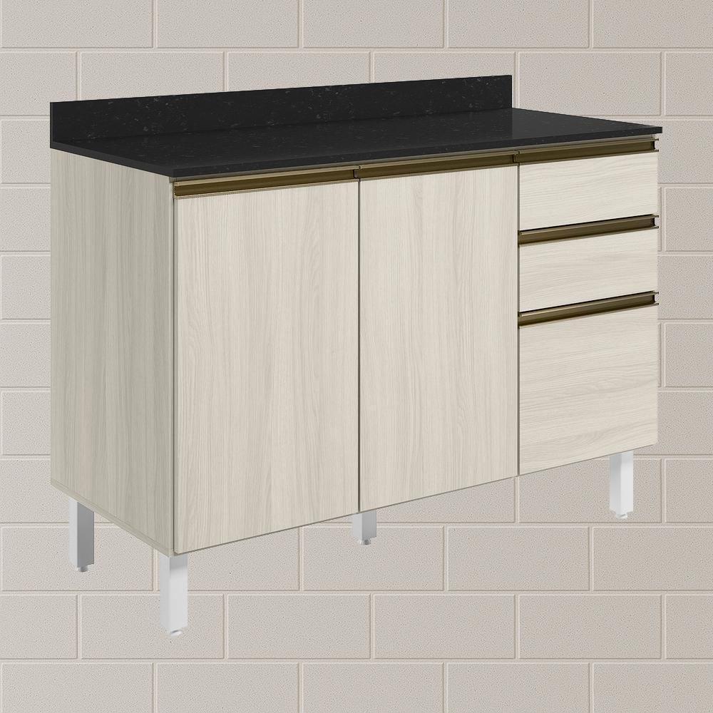 Balcao Com Tampo 2p 3g 120cm Mdf Kali 16417 Bianco Toq Bianco Toq Nicioli Bianco Toq Bianco Toq - 2