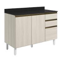 Balcao Com Tampo 2p 3g 120cm Mdf Kali 16417 Bianco Toq Bianco Toq Nicioli Bianco Toq Bianco Toq - 1