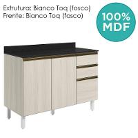 Balcao Com Tampo 2p 3g 120cm Mdf Kali 16417 Bianco Toq Bianco Toq Nicioli Bianco Toq Bianco Toq