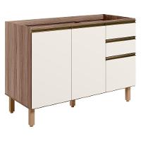 Balcao Para Pia 2p 3g 120cm Mdf Kali 16417 Carvalho Toq Off White Cetim Nicioli Carvalho Toq Off White Cetim - 1