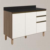 Balcao Com Tampo 2p 3g 120cm Mdf Kali 16417 Carvalho Toq Off White Cetim Nicioli Carvalho Toq Off White Cetim - 2