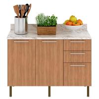 Balcao Com Tampo 120 Cm Mdp 2p 3g Marmore Branco Freijo Tecno Mobili Marmore Branco Freijo - 5