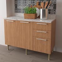 Balcao Com Tampo 120 Cm Mdp 2p 3g Marmore Branco Freijo Tecno Mobili Marmore Branco Freijo - 8