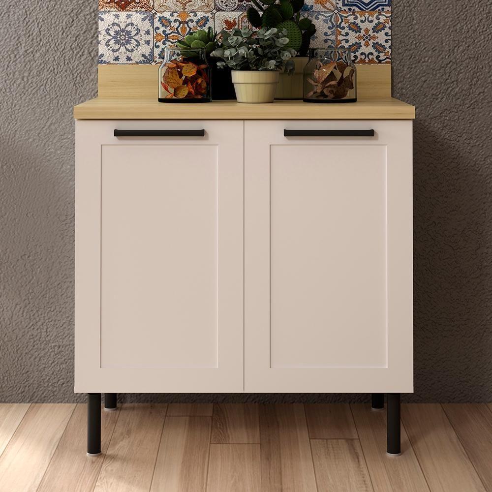 Balcão Com Tampo 80 Cm 2 Portas Mdf Branco Tecno Mobili - 2