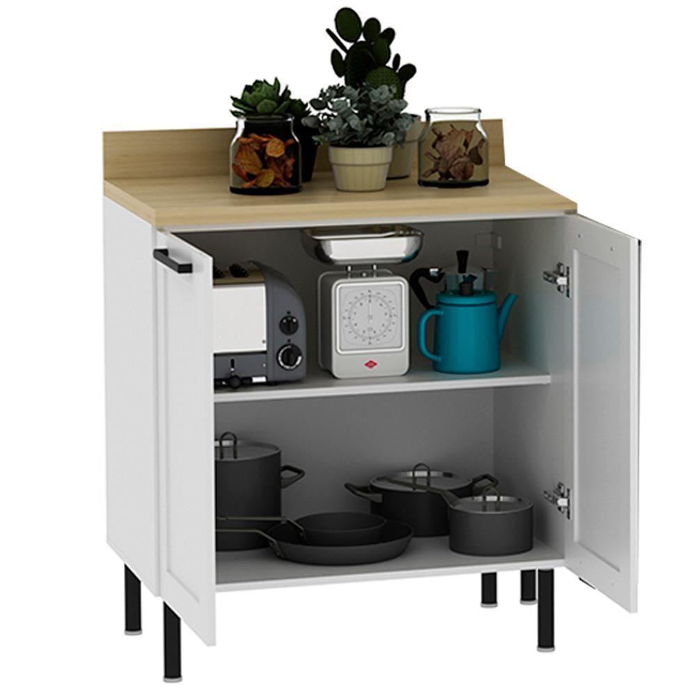 Balcão Com Tampo 80 Cm 2 Portas Mdf Branco Tecno Mobili - 3