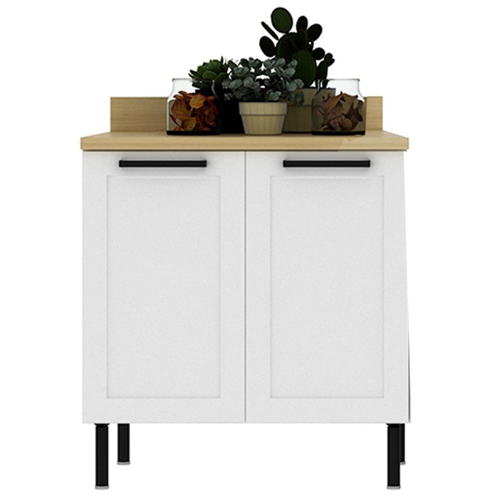 Balcão Com Tampo 80 Cm 2 Portas Mdf Branco Tecno Mobili - 6