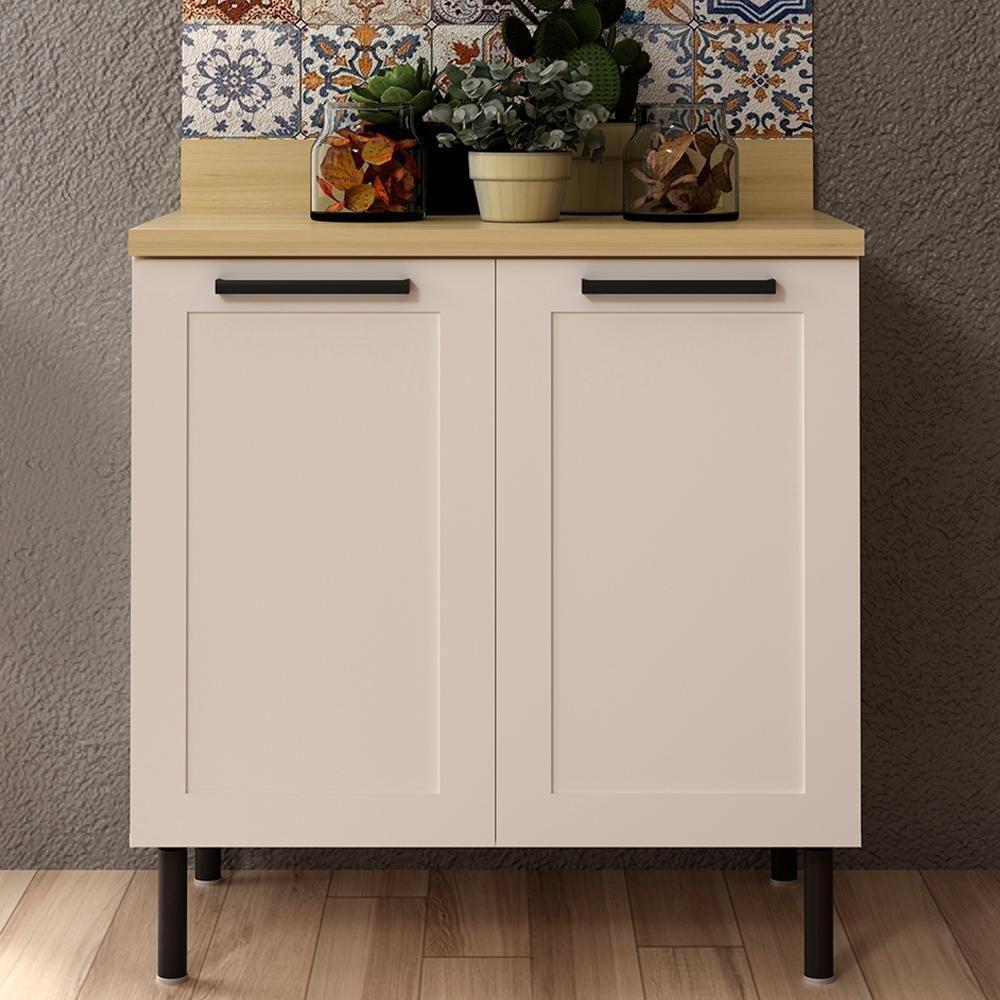 Balcão Com Tampo 80 Cm 2 Portas Mdf Branco Tecno Mobili - 7