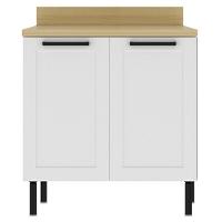 Balcão Com Tampo 80 Cm 2 Portas Mdf Branco Tecno Mobili - 1