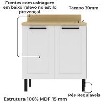 Balcão Com Tampo 80 Cm 2 Portas Mdf Branco Tecno Mobili