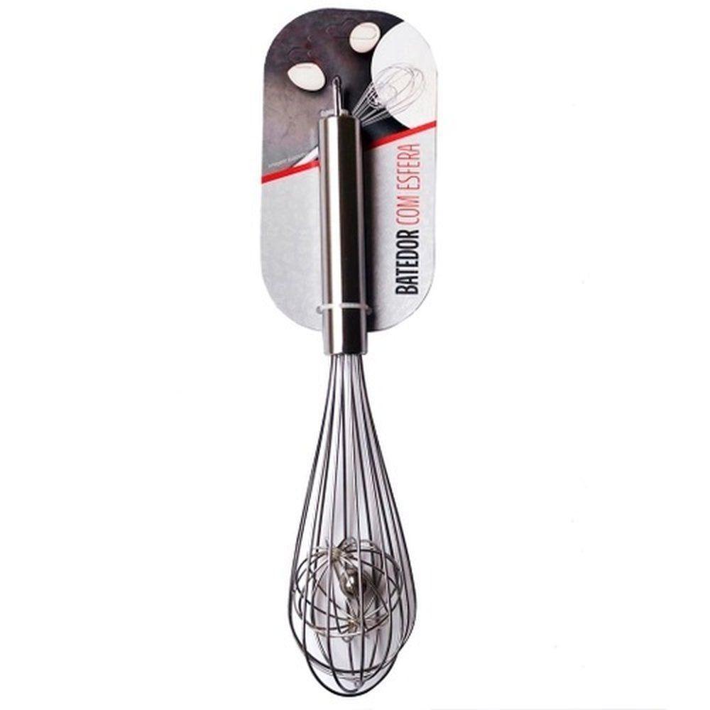 Batedor Fouet Pera 25cm Ovos Clara Massas Com Esfera - 4