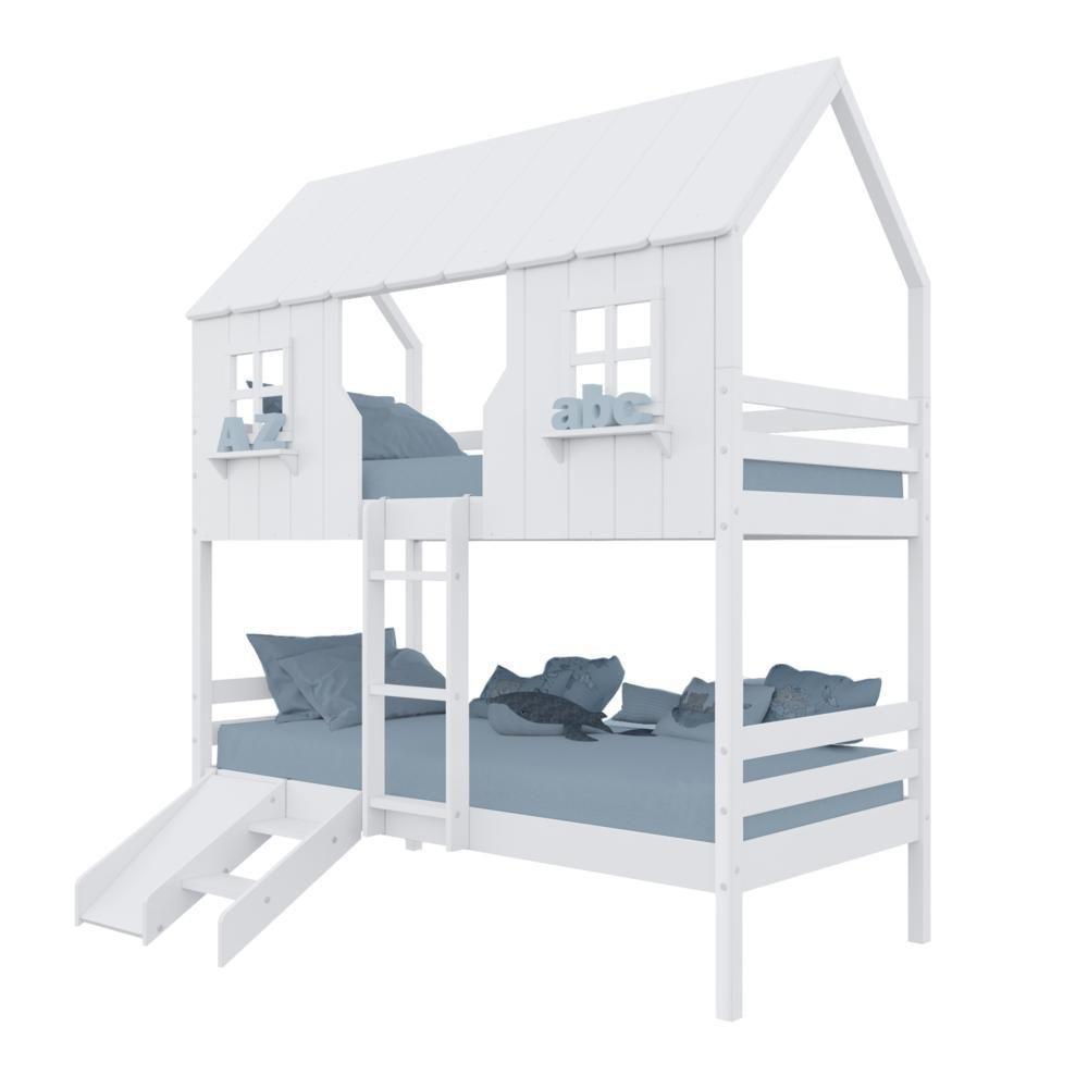 Beliche Casinha Encantada Com Kit Escada/ Escorregador Madeira Maciça Branco Megamobilia - 3