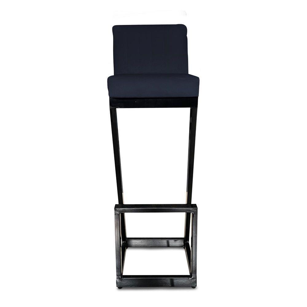 Banqueta Alta Z Base De Ferro Suede Azul Marinho D'classe Decor - 2