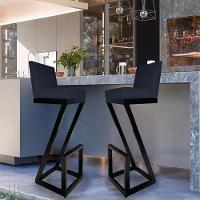 Banqueta Alta Z Base De Ferro Suede Azul Marinho D'classe Decor - 5