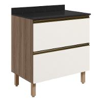 Balcao Com Tampo 2g 80cm Mdf Kali 16412 Carvalho Toq Off White Cetim Nicioli - 1