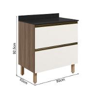 Balcao Com Tampo 2g 80cm Mdf Kali 16412 Carvalho Toq Off White Cetim Nicioli - 3